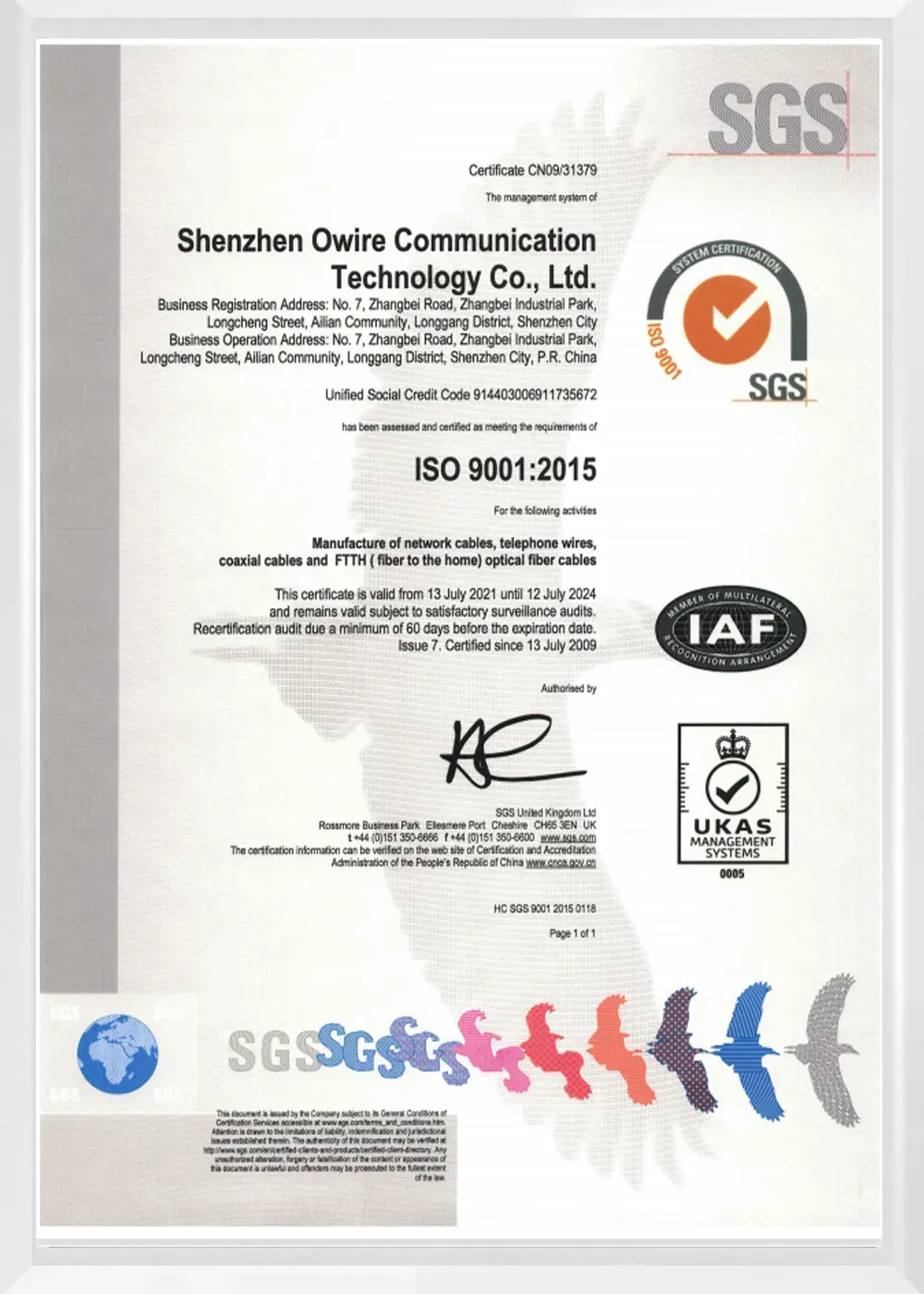 ISO 9001 Certificate